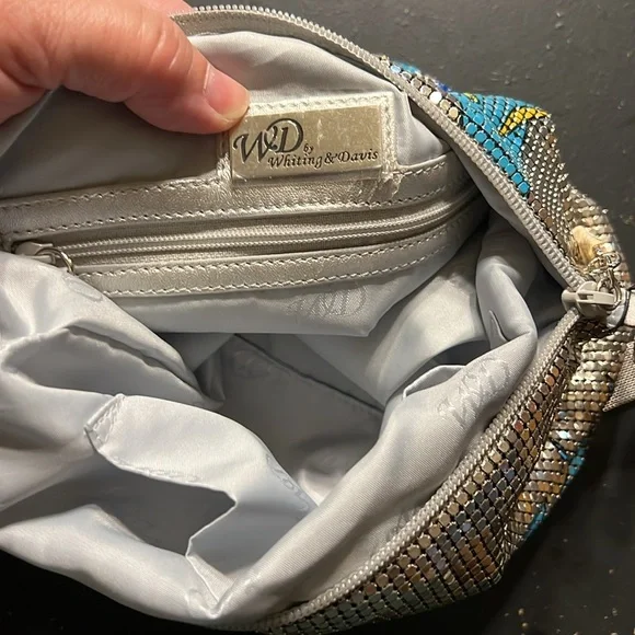 Vintage NEW with tags Whiting & Davis Mesh Peacock Feather Shoulder Bag - Picture 7 of 9